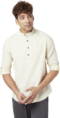 Urban Ranger by Pantaloons Men Solid Casual Beige Shirt