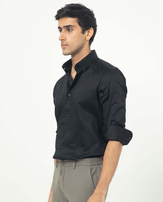 RARE RABBIT Men Solid Casual Black Shirt