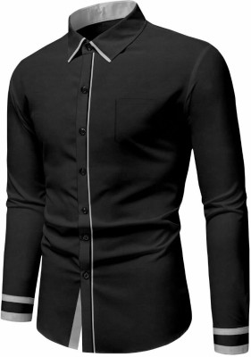 VAHIN FASHION Men Self Design Casual Black Shirt