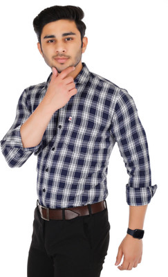 Trending Ayansh Men Solid Casual White, Dark Blue Shirt