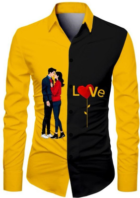 AviraEnterprise Men Printed Casual Yellow Shirt