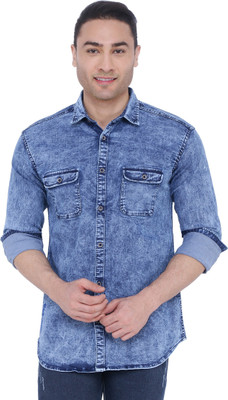 KUONS AVENUE Men Solid Casual Blue Shirt