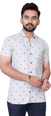 SilverBuck Men Printed Casual Grey, Black, White Shirt