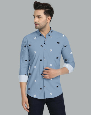 CHEAPSHIRTS Men Printed Casual Light Blue Shirt