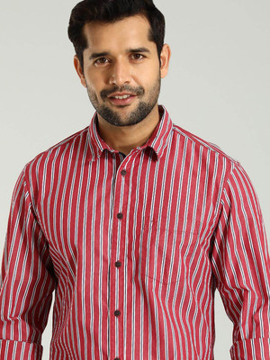 INDIAN TERRAIN Men Striped Casual Red Shirt