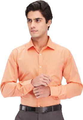 PARK AVENUE Men Striped Formal Orange Shirt