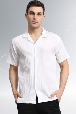 A Dearise Trend Men Self Design Casual White Shirt
