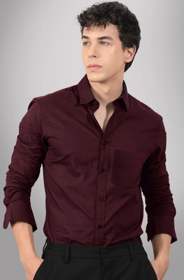 Highprofile Men Solid Casual Maroon Shirt
