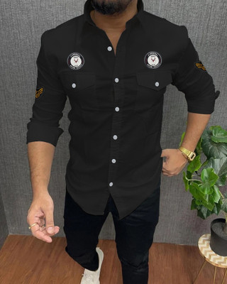 Lonexo Men Printed Casual Black Shirt