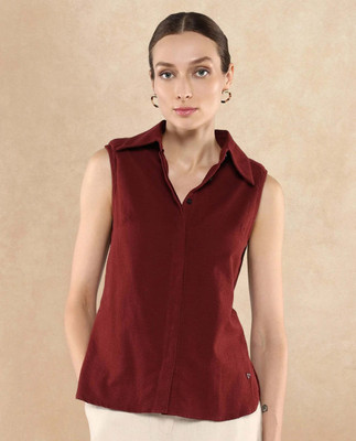 RAREISM Women Solid Formal Brown Shirt