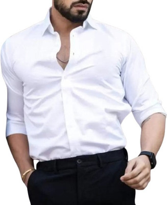 ZENE Men Solid Casual White Shirt