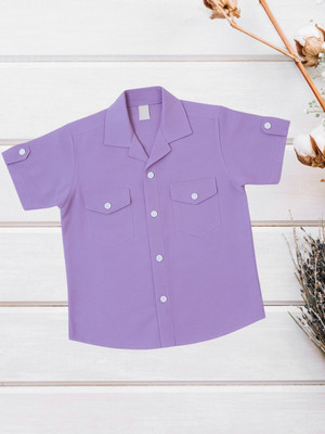 FASHION GRAB Boys Solid Casual Purple Shirt