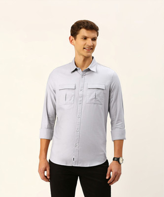 THOMAS SCOTT Men Solid Casual Grey Shirt