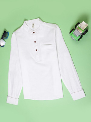 V-MART Boys Solid Casual White Shirt