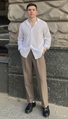greet fashion Men Solid Casual White Shirt