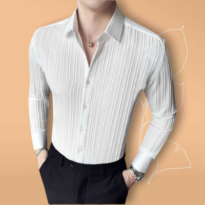 SHIVAY TRENDS Men Self Design, Solid Casual White Shirt