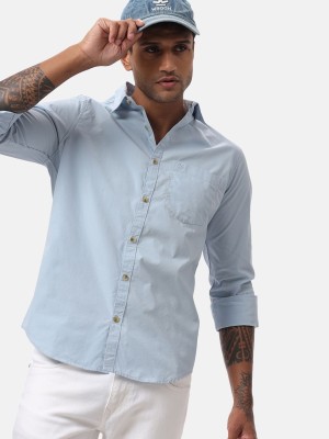 WROGN Men Solid Casual Light Blue Shirt