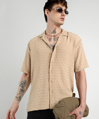 CAMPUS SUTRA Men Printed Casual Beige Shirt