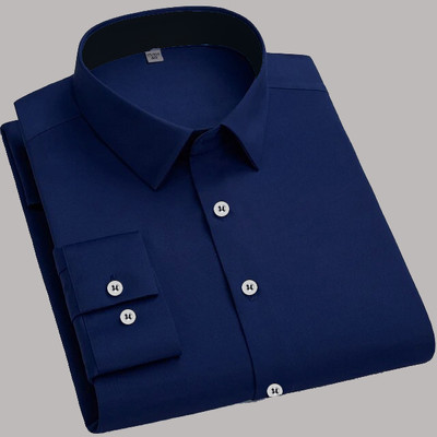 Blue dove Men Solid Casual Blue Shirt