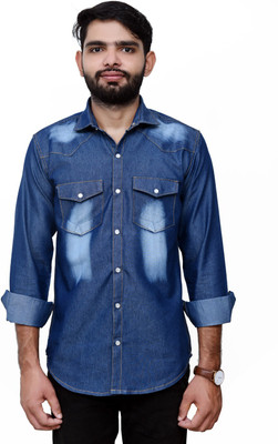 jiteshcollections Men Solid Casual Blue Shirt