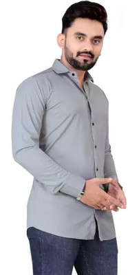 ALVIN ENTERPRISE Men Solid Casual Grey Shirt
