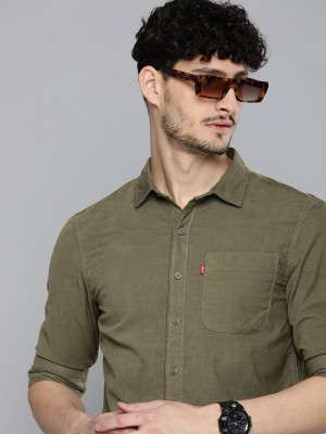 LEVI'S Men Solid Casual Green Shirt