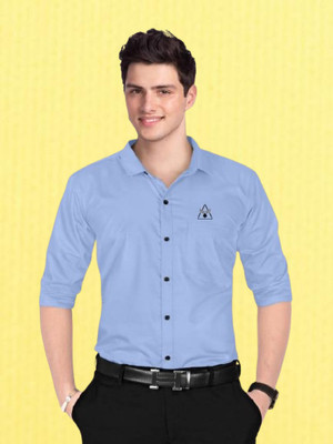 Marmic Fab Men Solid Casual Blue Shirt