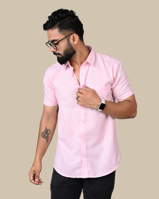 RENOUX Men Solid Casual Pink Shirt