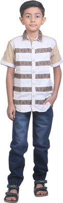 Hubkick Boys Striped Casual Multicolor Shirt