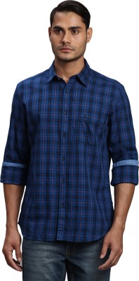 PARX Men Checkered Formal Dark Blue Shirt