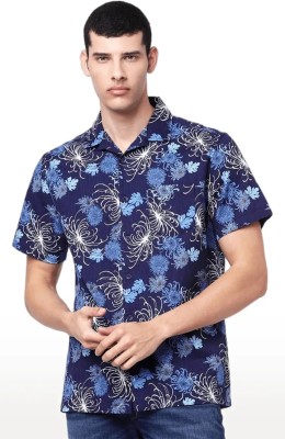 Celio Men Printed Casual Dark Blue, Light Blue, White Shirt