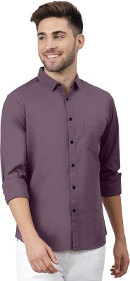 IKON FASHION Men Solid Casual Purple Shirt