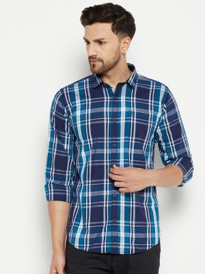 DUKE Men Checkered Casual Blue Shirt