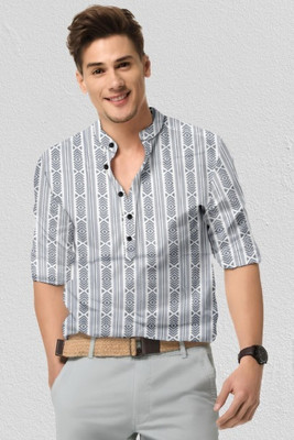 Arth Enterprise Men Printed Casual Grey Shirt