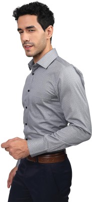 LOUIS STITCH Men Printed Formal Grey Shirt