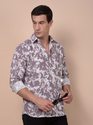 CRIMSOUNE CLUB Men Floral Print Casual Purple Shirt