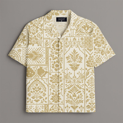BIKIT Men Printed Casual Yellow, Beige Shirt
