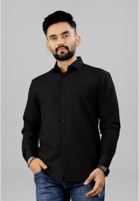 SHFASHION Men Solid Casual Black Shirt