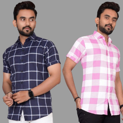 METRONAUT Men Checkered Casual Multicolor Shirt(Pack of 2)