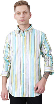 french crown Men Striped Casual Blue Shirt
