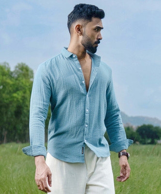 CAMPUS SUTRA Men Solid Casual Blue Shirt