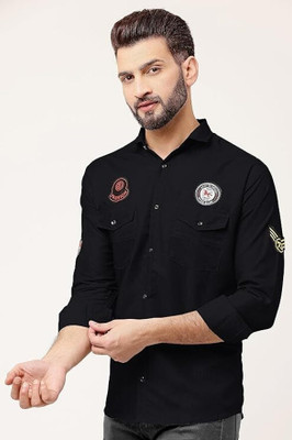 bridon creation Men Solid Casual Black Shirt