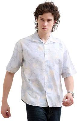 Estilocus Men Printed Casual Blue Shirt