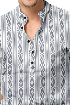 Stellalifestyle Men Solid Casual Grey, White Shirt