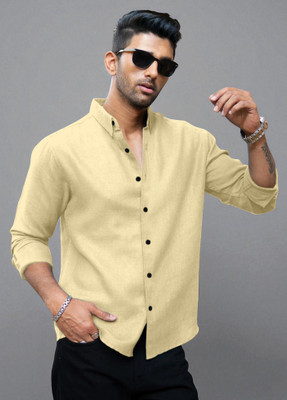 Yanthi Trend Men Self Design Casual Yellow Shirt