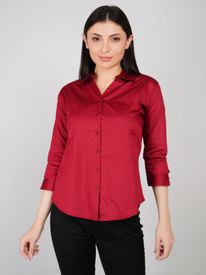 REYA FASHION Women Solid Casual Maroon Shirt