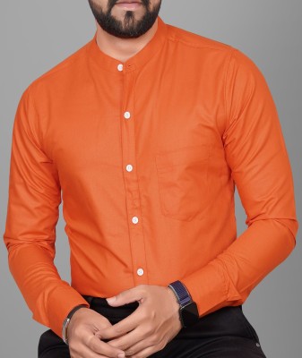 Voroxy Men Solid Casual Orange Shirt