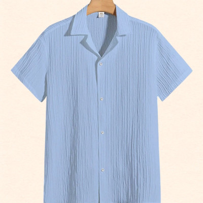A Dearise Trend Men Self Design Casual Light Blue Shirt
