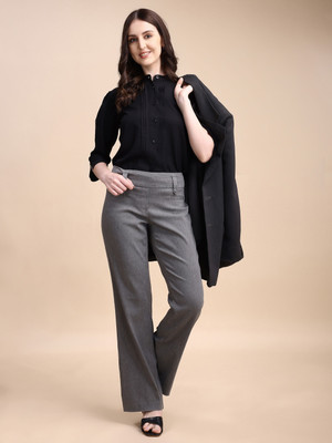 Kinjo Women Solid Formal Black Shirt