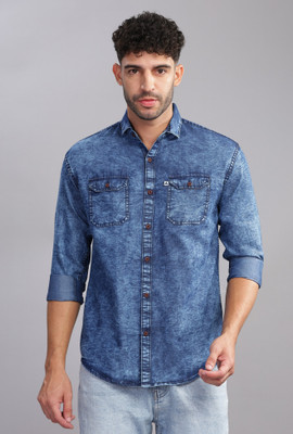 AIA FAB Men Self Design Casual Black Shirt